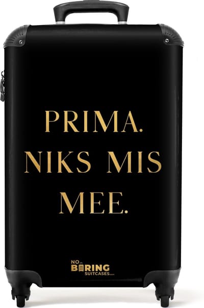 NoBoringSuitcases.com® - Reiskoffer zwart - Zwarte koffer - 55x35x25