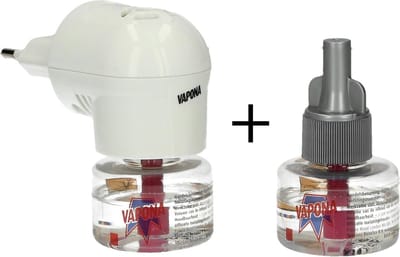 Vapona Anti Mug Stekker met Extra Navulling | Insectenbescherming | Beschermt tegen Muggen | Anti-Mug | Insectenbeten | Insecten & Ongedierte | Bestrijding Insecten