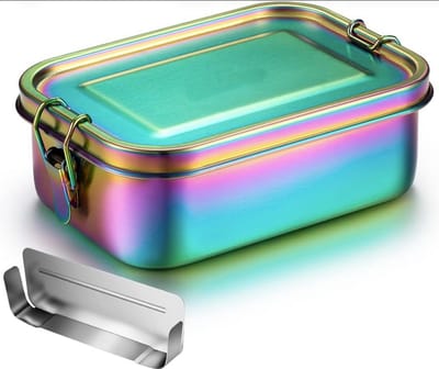 Famanu – Roestvrijstalen Bento-box van 800 ml met afneembare scheidingswand, ideaal voor lunch en maaltijdprep voor kinderen en volwassenen