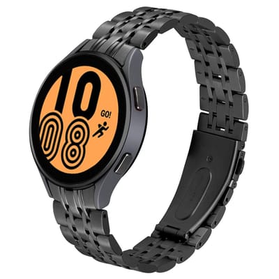 Dailygoods - Horlogeband - Roestvrij staal - Quick Release - Zilver en zwart - Compatibel met Galaxy Watch 5 en 4 - Vervangende band voor heren en dames