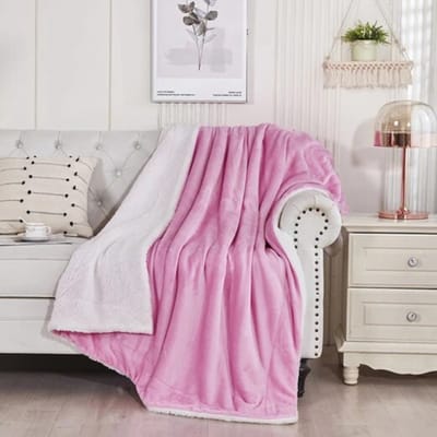 Livano Deken - Pluche - Wollen - Dekentje - Fleece - Plaid - Knuffeldeken - Bank Deken - 2 Persoons - Roze