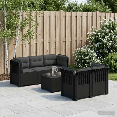 vidaXL - 5-Zits - Tuinbank - met - Kussens - Rattanlook - PP - Antraciet