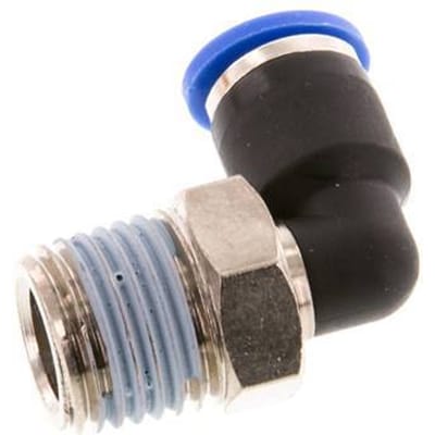 6mm x R1/4'' 90 graden L-verbinding Messing/PA 66 Insteekfitting Buitendraad Kort Draaibaar NBR [2 Stuks]