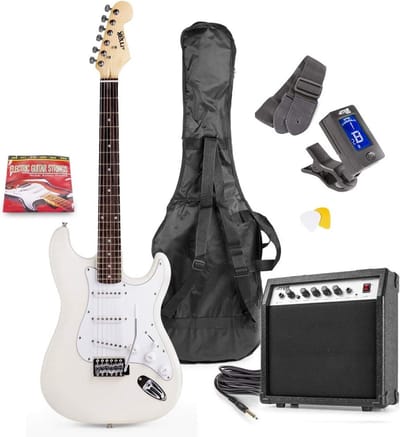 DD Elektrische Gitaar met Versterker- Gitaar Versterker - Electrische Gitaar - 40 Watt - Wit
