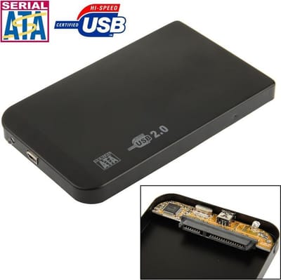Let op type!! Externe USB 2.0 behuizing voor 2.5 inch SATA HDD harde schijf  Afmetingen: 126 x 75 x 13 mm (zwart)