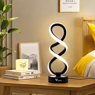 Spiraalvormige moderne tafellamp - 3 kleuren LED - zwart - decoratief - woonkamer - thuis