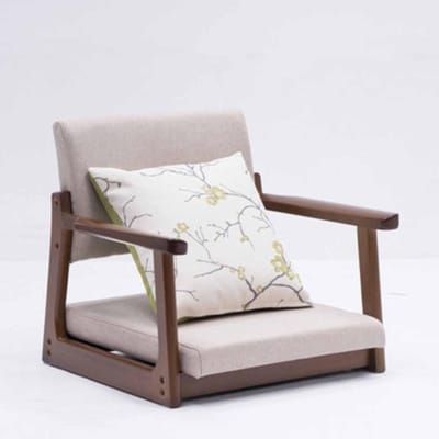 Japanse Vloerstoel - Zitstoel met rugleuning - Ontspannen Zitten - Massief Houten Frame - Ergonomisch Ontwerp - Grijs