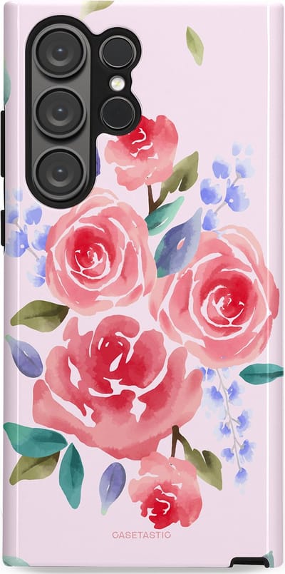 Casetastic hoesje geschikt voor Samsung Galaxy S23 Ultra - Dubbellaagse bescherming - Aquarel pracht - Fashion Case - Lichtroze Lavendel