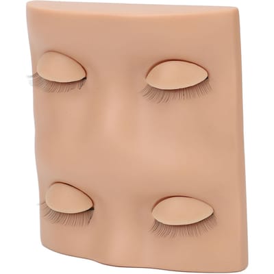 Ooglidverlenging Oefenhoofd Make-up Pop Hoofd voor Beginners met 2 Paar Vervangende Oogleden beige