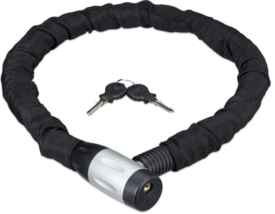 kettingslot - 100 cm lang - met omhulsel - 2 sleutels - veilig - stabiel - outdoor - fietsslot - motorslot - zwart