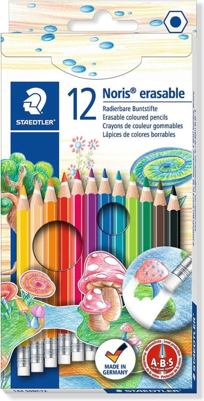 STAEDTLER Noris erasable kleurpotloden met gum - 12 kleuren