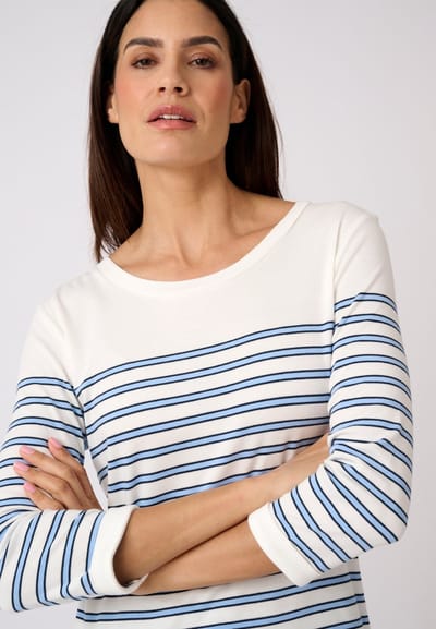 Damart - Gestreept T-shirt van katoen-modal mix - Dames - Blauw - S