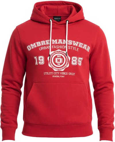 OMBRE Sweater - Regular Fit - Katoen - Lange Mouw Donkerrood S
