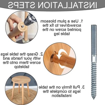 Stick Screws M6, M6 x 60 mm Torx Stick Screws, TX15 Double Thread, Wood Screws, Galvanized Steel (Pack of 10) - ShopVlot