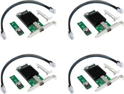 4X M.2 10G Server Netwerkkaart M.2 M X520-DA1 10G + Glasvezel Industriële Computer Server Netwerkkaart JL82599EN Chip