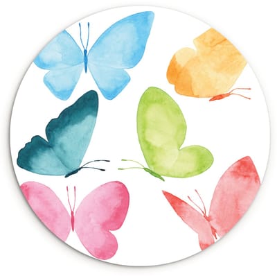 WallCircle® Wandcirkel 60x60 cm - Muurcirkel Aquarel - Vlinder - Schilderij - Muurdecoratie woonkamer - Wanddecoratie slaapkamer - Kamer decoratie accessoires - Ronde schilderijen