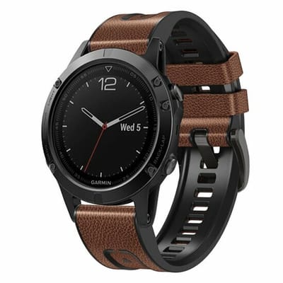 By Qubix - Geschikt voor Garmin bandje - 22mm Quickfit - leer + siliconen bandje - Bruin - Geschikt voor Garmin Fenix 8 / 8 Pro - 47mm