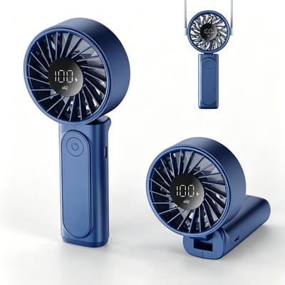 SnelShoppen - Peiyuu Handventilator - Draagbare Ventilator met 4000mAh Oplaadbare Batterij, LED-Display, 6 Snelheden, Mini Ventilator 180° Inklapbaar