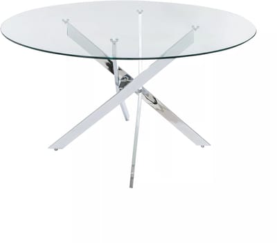 Vente-unique Ronde eettafel – 4 personen – Gehard glas en verchroomd metaal – Transparant – COSIMA