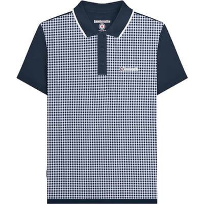 Lambretta Heren Gingham Polo Shirt (Marineblauw)