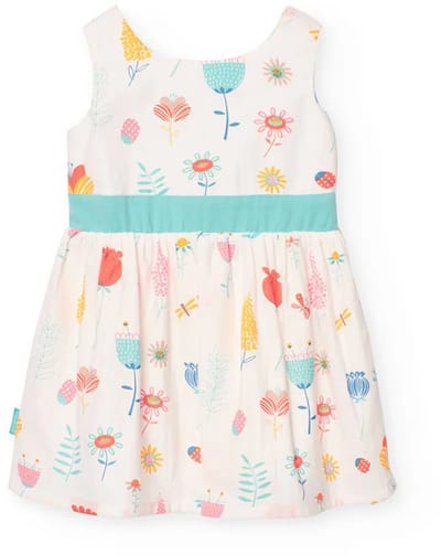 Boboli Satin Mouwloze Jurk Wit 6 Years Meisje