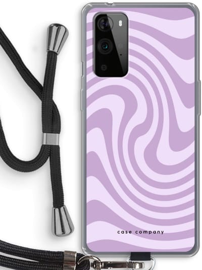 Case Company® - Hoesje met koord geschikt voor OnePlus 9 Pro hoesje met Koord - Swirl Paars - Telefoonhoesje met Zwart Koord - Bescherming aan alle Kanten en Over de Schermrand