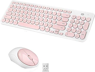 Draadloos Toetsenbord en Muis Set Full Size Stille Combo Roze