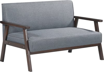 2-zitsbank Kinda 121x69x75 cm houtkleurig en grijs [en.casa]