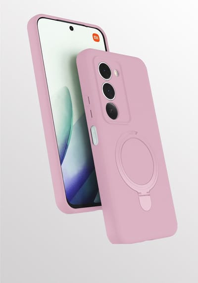 Hoesje Geschikt voor Xiaomi Redmi 15 4G hoesje zacht siliconen Licht Roze - Liquid Backcover ring hoesje Geschikt voor Magsafe