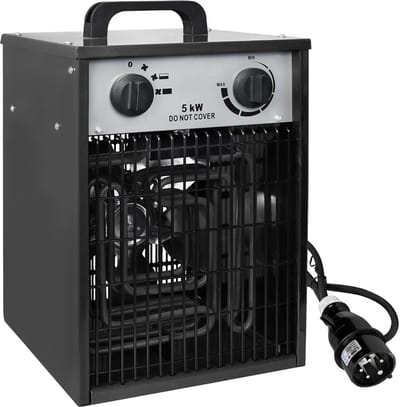 NAIZY Ventilatorkachel 5KW Elektrische Kachel Verwarmingsapparaten Bouwkachel 4 Verwarmingsniveaus Verwarmingsventilator Overbelastingsbeveiliging voor Industriële Bouwplaatsen, Zwart
