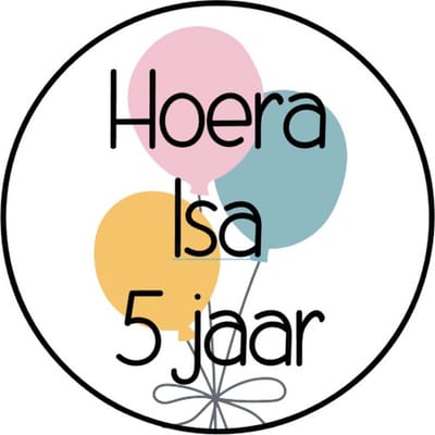 25x Sluitsticker Ballonnen Stickers Met Naam & Leeftijd - 40 mm - Verjaardags sticker - Sluitzegel - Sticker Verjaardag jongens meisjes - Uitdelen - Cadeau's Kado's - Glossy - Sluitzegel - Wensetiket - Uitdelen - Jarig - Trakteren