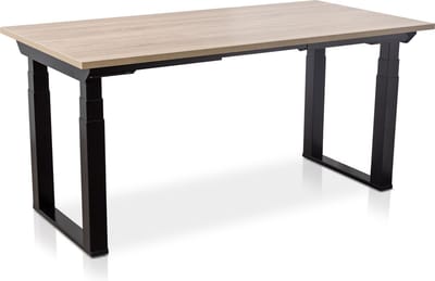 Zit-sta bureau elektrisch verstelbaar - MRC PRO SOLID NEN-EN 527 | 120 x 80 cm | frame zwart - blad midden eiken | memory functie met USB | 200kg draagvermogen