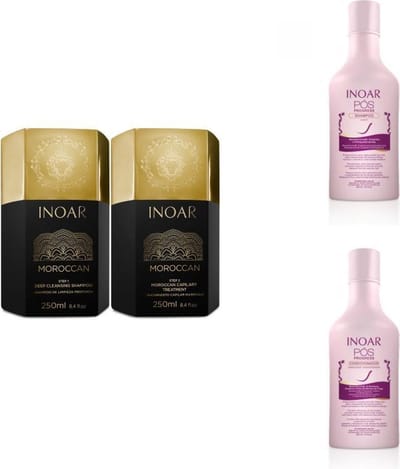 Inoar Moroccan keratine behandeling incl. verzorging ( Pos Progresso shampoo en conditioner )
