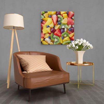 Artaza Canvas Schilderij Fruit - 60x60 cm - Wanddecoratie Keuken - Muurdecoratie Fruitsalade - Decoratie Kleurrijk