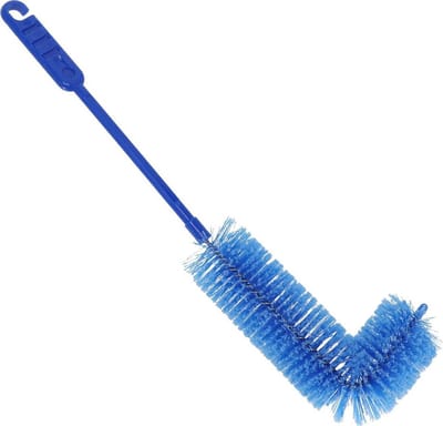 Gerimport Radiatorborstel - L-vorm - kunststof - blauw - 50 cm - Schoonmaakborstel/rager verwarming