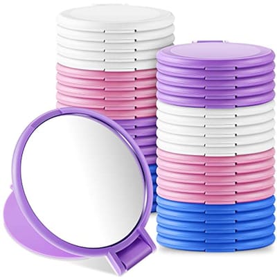 40 Stuks Mini Reismirror - Vouwbare Make-up Spiegeltje voor Dagelijks Gebruik - Compacte Pocket Spiegels in Wit, Blauw, Roze en Paars