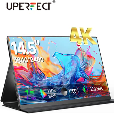 UPERFECT 14,5" 4K draagbare monitor 60Hz 16:10 IPS-scherm met Type-C Mini HDMI tweede displaystandaard voor MAC/laptop/PC/Xbox/PS5