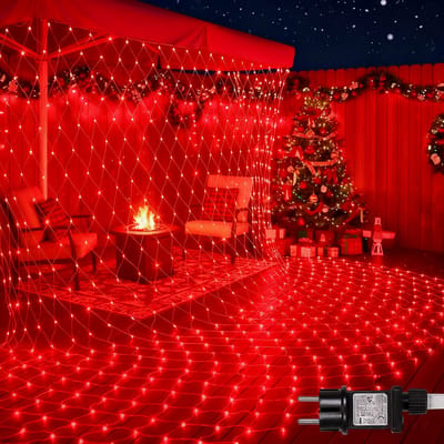 Rosnek Energiebesparend LED Lichtsnoer Buiten - 8 Lichtstanden Voor Tuin Lichtslinger - IP44 Waterdichte Classificatie Lichtslang - Feesten En Camping - Binnen - En Buitengebruik (L3xB2m, Rood licht)