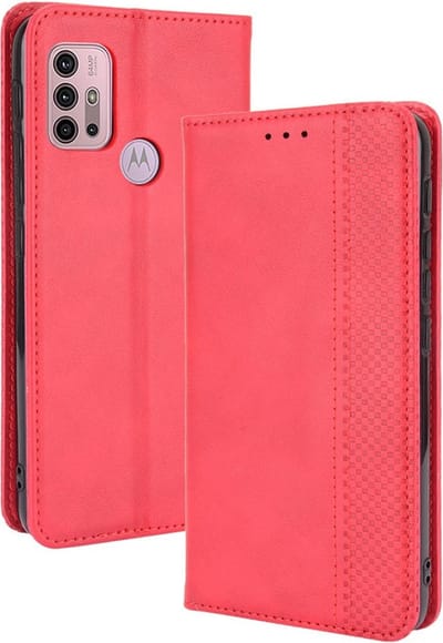 Coverup Hoesje - Geschikt voor Motorola Moto G10 / G20 / G30 Hoesje - Coverup Vintage Style Book Case - Rood