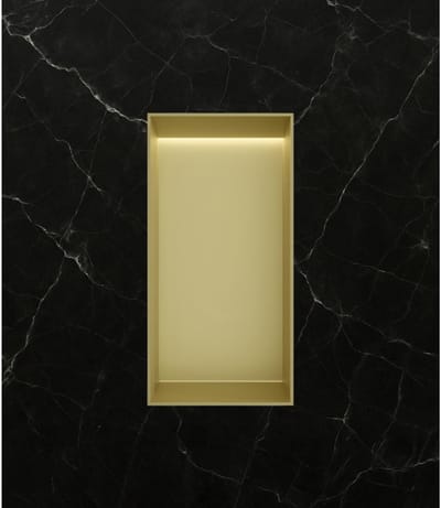 Hotbath &More BOX015FL inbouwnis 30x15x10cm zonder frame met verlichting geborsteld messing PVD
