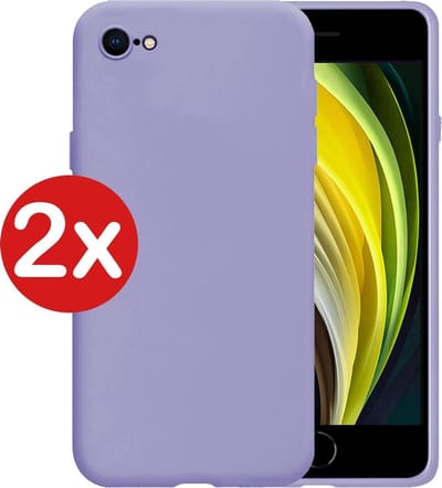 Hoesje - 2 Stuks - Geschikt voor Apple iPhone 7 - Sterk & Shockproof - Telefoonhoes - Back Cover - Case Siliconen - Telefoon Hoes - Lila