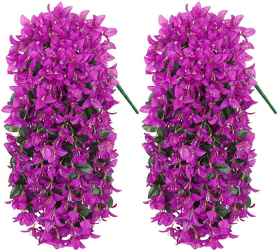hangende bloemen planten buiten 2 stuks zijden bougainvillea nepbloemen UV-bestendige nep hangende ranken plant voor voordeur plantenbak balkon tuin decoratie, paars