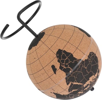 Decoratieve Wereldbol - Bureau Accessoire - Kantoor Decoratie - Kurk Materiaal - 20 x 16 x 16 cm