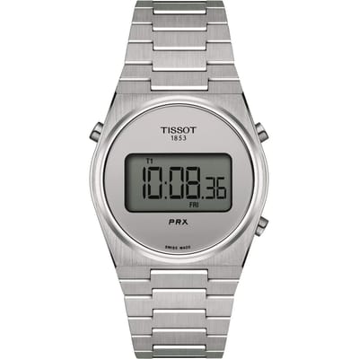 TISSOT PRX Digitale Unisex Horloge 35mm met Zilveren Wijzerplaat en Armband (T1372631103000) [Officiële Import]