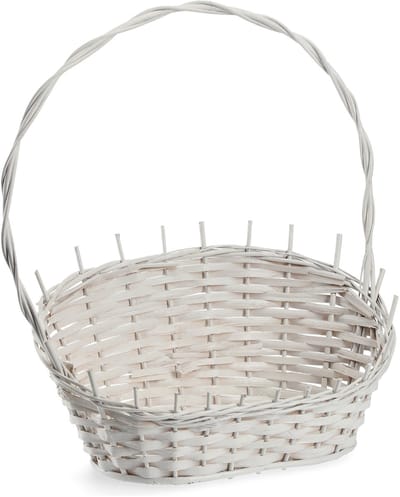 KADAX Geschenkmand, universele rieten mand, hoogwaardig handvat, flessenmand, snoepmand, gevlochten opbergmand, presentmand (wit, medium)