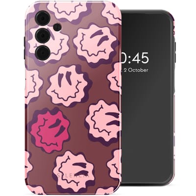 Selencia Hoesje - Geschikt voor Samsung Galaxy A15 (4G) / A15 (5G) - Backcover - Wavy Smiley Pink