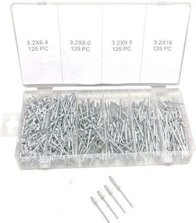500 Delige popnagels 3,2mm set diverse lengte's blindklinknagel