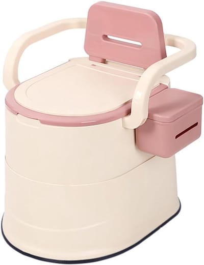 Draagbaar toilet - Commode stoel - Thuiszorg mobiliteit - Met armleuningen - 40 cm breed - Roze