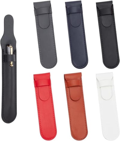 Handgemaakte leren pennecases in 6 kleuren, geschikt voor vulpennen en rollerball pennen, 16.8 x 4 cm