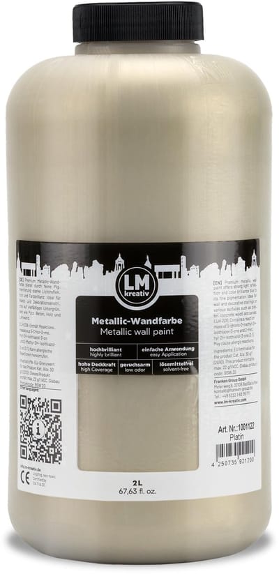LM-Kreativ metallic wandverf – Platin – 2 liter – waterbasis